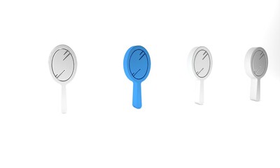 Blue Hand mirror icon isolated on white background. Minimalism concept. 3D render illustration