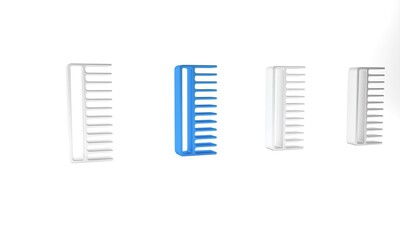 Blue Hairbrush icon isolated on white background. Comb hair sign. Barber symbol. Minimalism concept. 3D render illustration