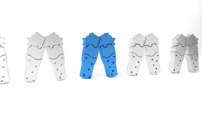 Blue Glass of beer icon isolated on white background. Minimalism concept. 3D render illustration