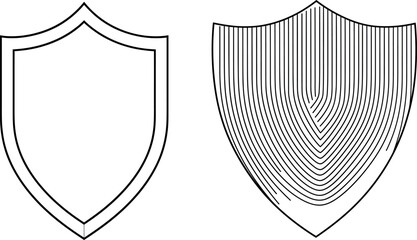 The security shield is drawn in one continuous line. The concept of safety and protection is portrayed in a modern manner.