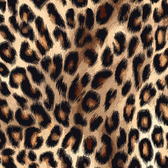 Leopard Skin Texture Pattern Vector. Seamless Animal Wildlife Skin Pattern. Leopard Fur Camouflage Background.