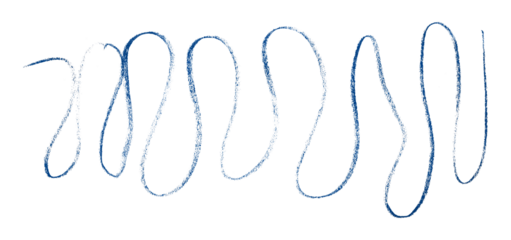 Blue pencil strokes in simple style, isolated on transparent background.