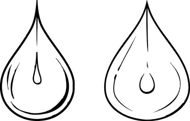 Line art illustration with water or blood drops. Eco concept idea in one line style.