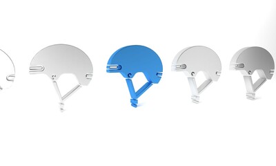 Blue Helmet icon isolated on white background. Extreme sport. Sport equipment. Minimalism concept. 3D render illustration