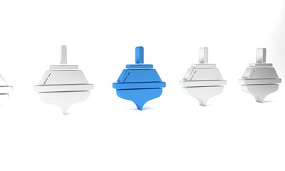 Blue Hanukkah dreidel icon isolated on white background. Minimalism concept. 3D render illustration