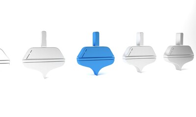Obraz premium Blue Hanukkah dreidel icon isolated on white background. Minimalism concept. 3D render illustration