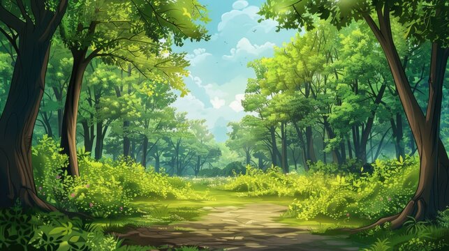 Attractive backdrop of green woods