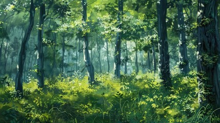 Obraz premium Attractive backdrop of green woods