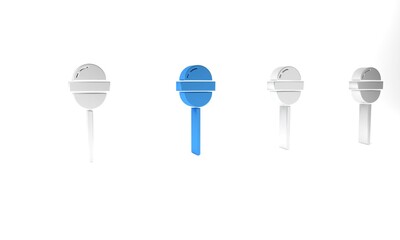 Blue Lollipop icon isolated on white background. Food, delicious symbol. Minimalism concept. 3D render illustration