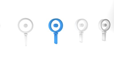 Blue Frying pan icon isolated on white background. Fry or roast food symbol. Minimalism concept. 3D render illustration