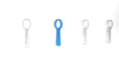 Blue Spoon icon isolated on white background. Cooking utensil. Cutlery sign. Minimalism concept. 3D render illustration