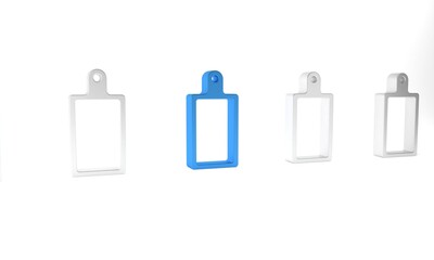 Blue Cutting board icon isolated on white background. Chopping Board symbol. Minimalism concept. 3D render illustration