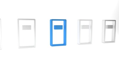 Blue Police assault shield icon isolated on white background. Minimalism concept. 3D render illustration