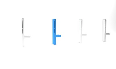 Obraz premium Blue Police rubber baton icon isolated on white background. Rubber truncheon. Police Bat. Police equipment. Minimalism concept. 3D render illustration