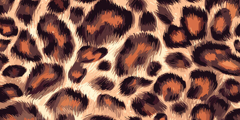 Leopard Skin Texture Pattern Vector. Seamless Animal Wildlife Skin Pattern. Leopard Fur Camouflage Background.