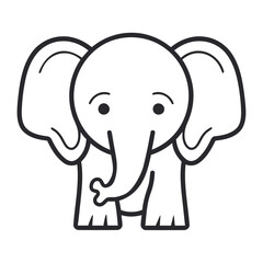 A cute cartoon elephant with large ears and a small trunk, on a white background