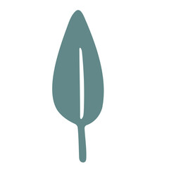 A simple leaf-shaped icon in a muted teal color