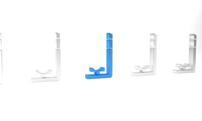 Blue Snorkel icon isolated on white background. Diving underwater equipment. Minimalism concept. 3D render illustration