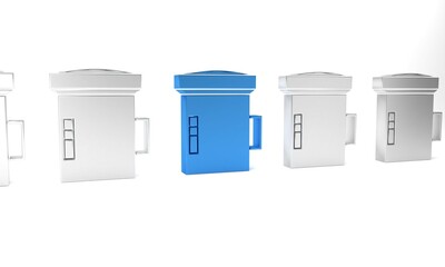 Blue Big flashlight for diver icon isolated on white background. Diving underwater equipment. Minimalism concept. 3D render illustration