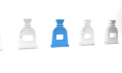 Blue Bag of flour icon isolated on white background. Minimalism concept. 3D render illustration
