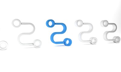 Blue Route location icon isolated on white background. Map pointer sign. Concept of path or road. GPS navigator. Minimalism concept. 3D render illustration