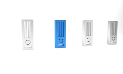 Blue Video game console icon isolated on white background. Minimalism concept. 3D render illustration