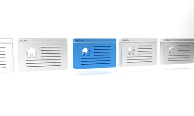 Blue Hanging sign with text Online Sale icon isolated on white background. Signboard with text Sale. Minimalism concept. 3D render illustration