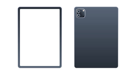 Tablet pc front and back view and technology flat vector illustration.	
