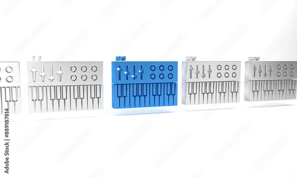 Canvas Prints Blue Music synthesizer icon isolated on white background. Electronic piano. Minimalism concept. 3D render illustration