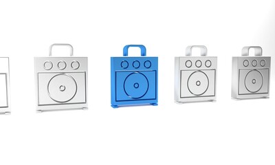 Blue Guitar amplifier icon isolated on white background. Musical instrument. Minimalism concept. 3D render illustration