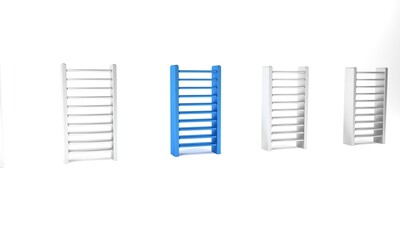 Blue Wooden staircase icon isolated on white background. Minimalism concept. 3D render illustration