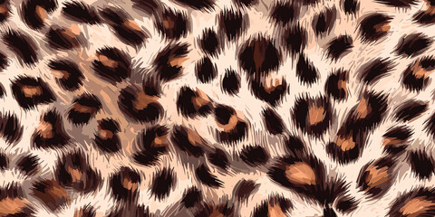 Leopard Skin Texture Pattern Vector. Seamless Animal Wildlife Skin Pattern. Leopard Fur Camouflage Background.