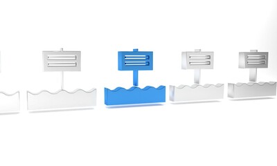 Blue Blank wooden sign board icon isolated on white background. Minimalism concept. 3D render illustration