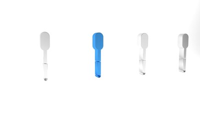Blue Spoon icon isolated on white background. Cooking utensil. Cutlery sign. Minimalism concept. 3D render illustration