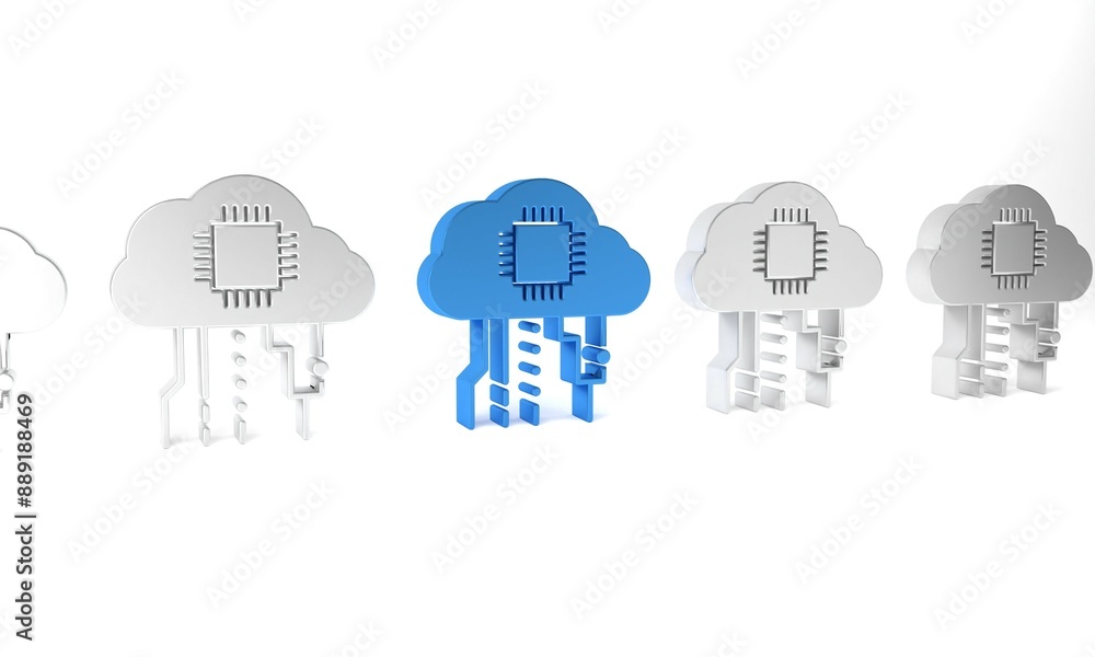 Aufkleber blue internet of things icon isolated on white background. cloud computing design concept. digital n
