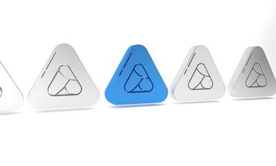 Blue Sushi icon isolated on white background. Traditional Japanese food. Minimalism concept. 3D render illustration