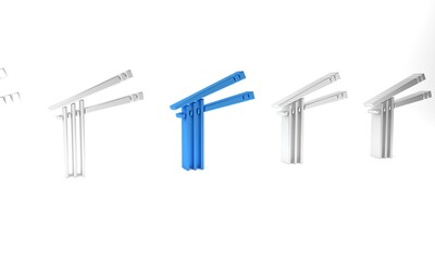 Blue Asian noodles and chopsticks icon isolated on white background. Street fast food menu. Korean, Japanese, Chinese food. Minimalism concept. 3D render illustration