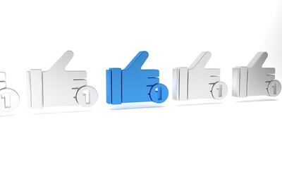 Blue Hand like icon isolated on white background. Minimalism concept. 3D render illustration