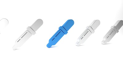 Blue Pipette icon isolated on white background. Element of medical, chemistry lab equipment. Medicine symbol. Minimalism concept. 3D render illustration