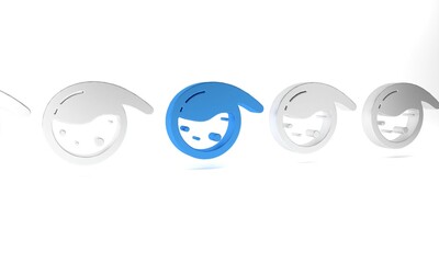 Blue Test tube and flask chemical laboratory test icon isolated on white background. Laboratory glassware sign. Minimalism concept. 3D render illustration