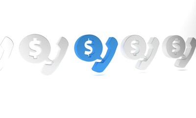 Blue Telephone handset and speech bubble chat icon isolated on white background. Phone sign. Minimalism concept. 3D render illustration