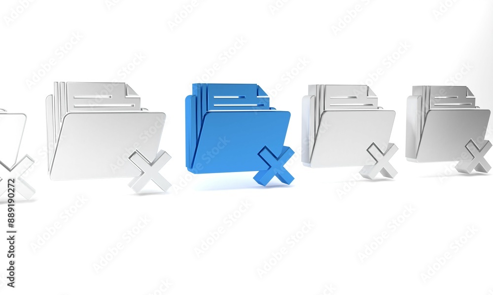 Poster blue delete folder icon isolated on white background. folder with recycle bin. delete or error folde