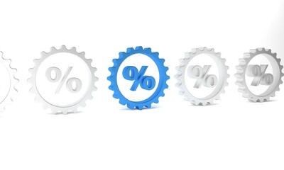 Blue Discount percent tag icon isolated on white background. Shopping tag sign. Special offer sign. Discount coupons symbol. Minimalism concept. 3D render illustration