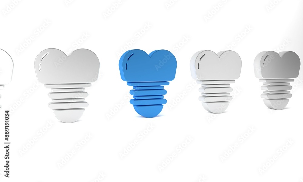 Canvas Prints Blue Dental implant icon isolated on white background. Minimalism concept. 3D render illustration