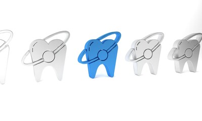 Blue Tooth whitening concept icon isolated on white background. Tooth symbol for dentistry clinic or dentist medical center. Minimalism concept. 3D render illustration