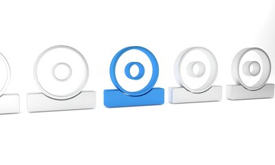 Blue Otolaryngological head reflector icon isolated on white background. Equipment for inspection the patient's ear, throat and nose. Minimalism concept. 3D render illustration