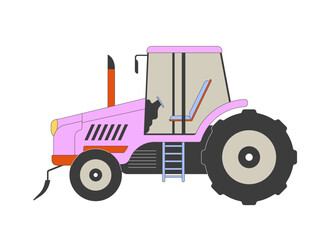 Modern tractor 2D cartoon object. Agriculture truck. Farm machinery for field soil processing isolated flat vector element white background. Agricultural technology color spot illustration