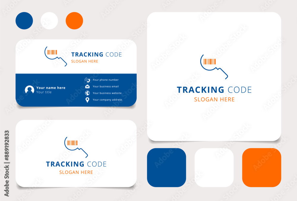 Poster tracking code logo concept featuring a map pin pointing a barcode