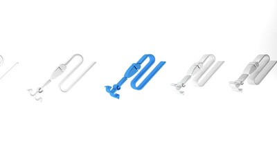 Blue Fishing line with hook and float icon isolated on white background. Fishing tackle. Minimalism concept. 3D render illustration