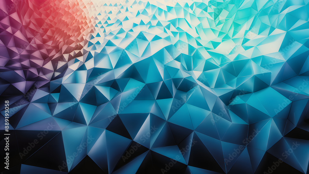 Poster a vibrant and gradient-filled geometric background. it consists of numerous triangular shapes, varyi